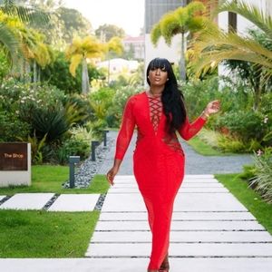 Red midi dress size large 10/12